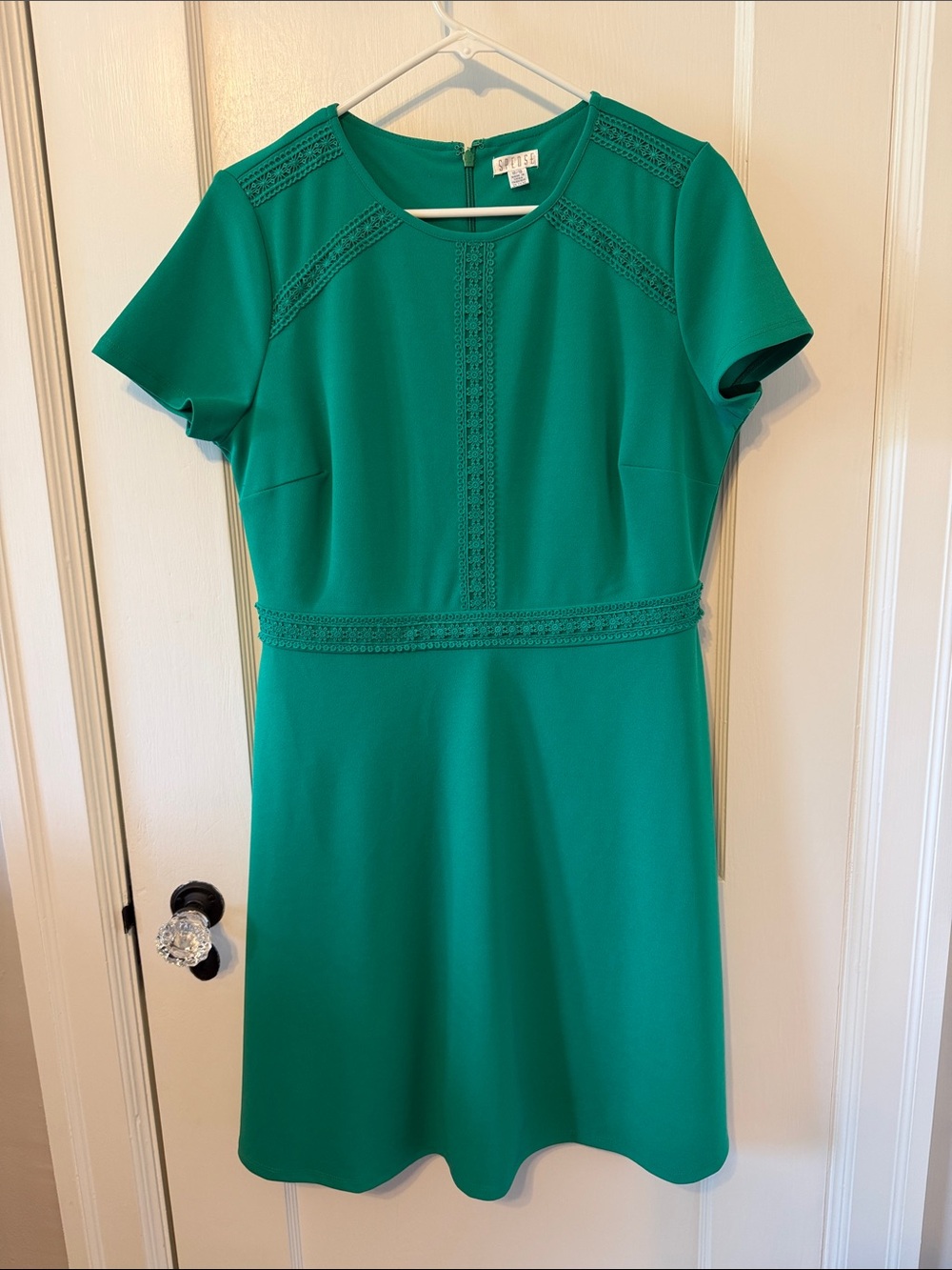 Spense Emerald Green Short-Sleeve Fit & Flare Dress